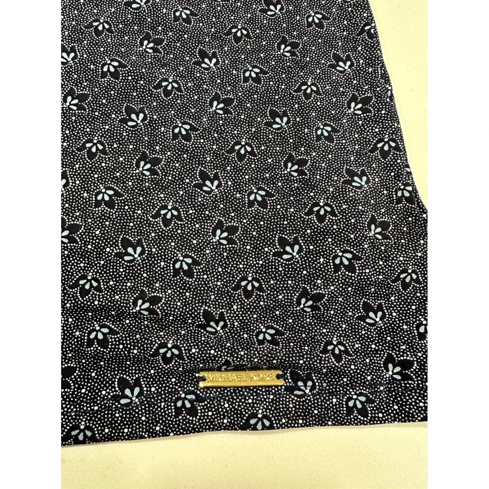 MICHAEL KORS‎ Women Navy Blue Floral Keyhole Sleeveless Top Size S